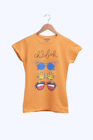 PRINTED CHIL FISH JUNIOR ORANGE GIRLS T.SHIRT