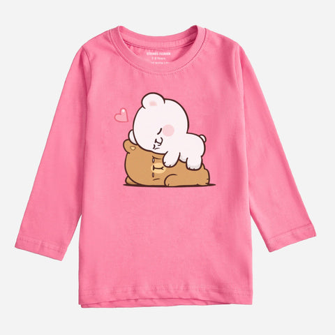 Digital Printed Milk & Mocha Junior Girls Long Sleeve T.Shirt