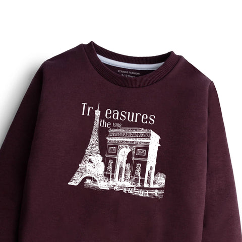 DIGITAL TREASURE PRINTED Maroon Color Boys Long Sleeve Sweat-Shirt