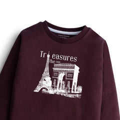 DIGITAL TREASURE PRINTED Maroon Color Boys Long Sleeve Sweat-Shirt
