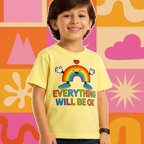 EVERYTHING WILL BE OK PRINTED YELLOW JUNIOR BOYS T.SHIRT