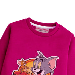 TOM & JERRY RED GIRLS LONG SLEEVE SWEAT-SHIRT