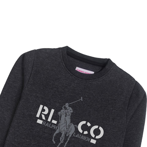 RALPH POLO CHARCOAL BOYS LONG SLEEVE SWEAT-SHIRT