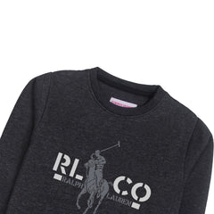 RALPH POLO CHARCOAL BOYS LONG SLEEVE SWEAT-SHIRT
