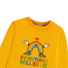 EVERYTHING WILL BE OK PRINTED FLEECE MUSTERED SWEATSHIRT