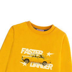 FASTER DANGER PRINTED MUSTERED FLEECE SWEATSHIRT