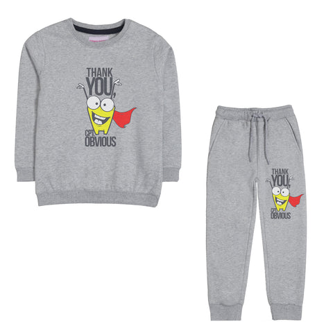 Thank You Junior Boy Track Suit Grey Header Color