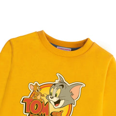 TOM & JERRY GIRLS ORANGE SHADE FLEECE SWEAT-SHIRT