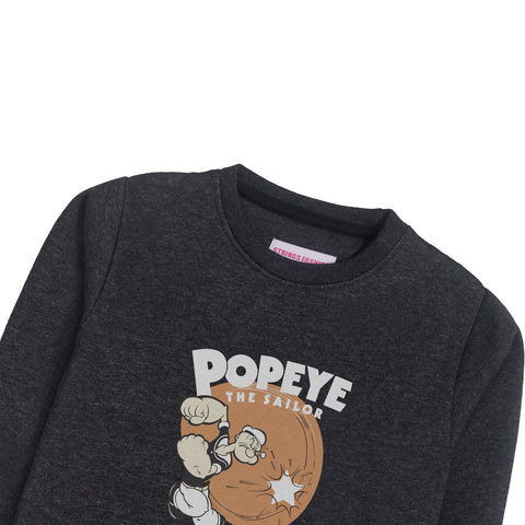 POPEYE CHARCOAL BOYS LONG SLEEVE SWEAT-SHIRT