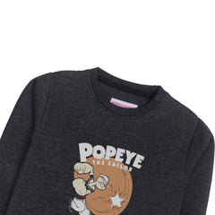 POPEYE CHARCOAL BOYS LONG SLEEVE SWEAT-SHIRT