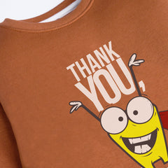 THANK YOU LIGHT BROWN COLOR BOYS LONG SLEEVE SWEAT-SHIRT