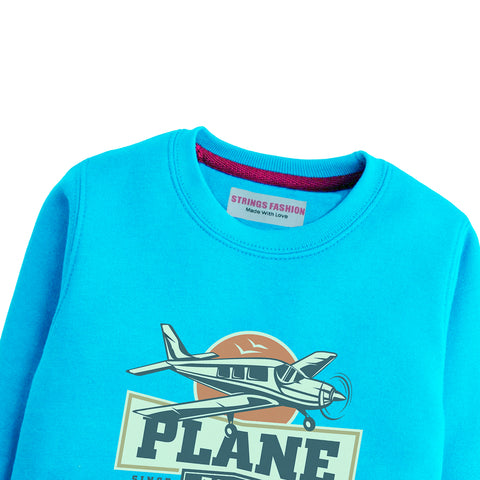 PLANE SKY BLUE COLOR BOYS TERYY FABRIC SWEAT-SHIRT