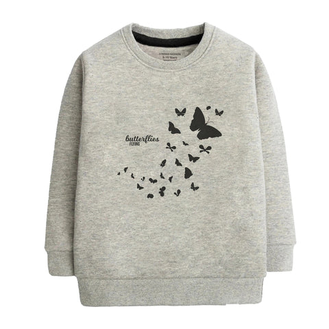Junior Grey Header Color Girls Long Sleeve Sweat-Shirt