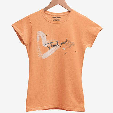 PRINTED THANK YOU JUNIOR ORANGE GIRLS T.SHIRT