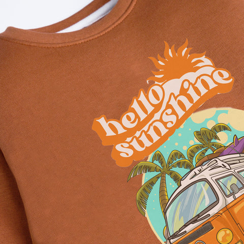 HELLO SUNSHINE LIGHT BROWN COLOR BOYS LONG SLEEVE SWEAT-SHIRT