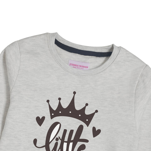 LITTLE PRINCESS GIRLS OATMEAL SHADE FLEECE SWEAT-SHIRT