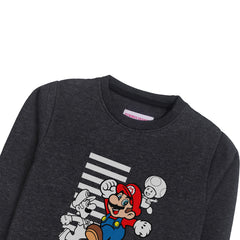 SUPER MARIO CHARCOAL BOYS LONG SLEEVE SWEAT-SHIRT