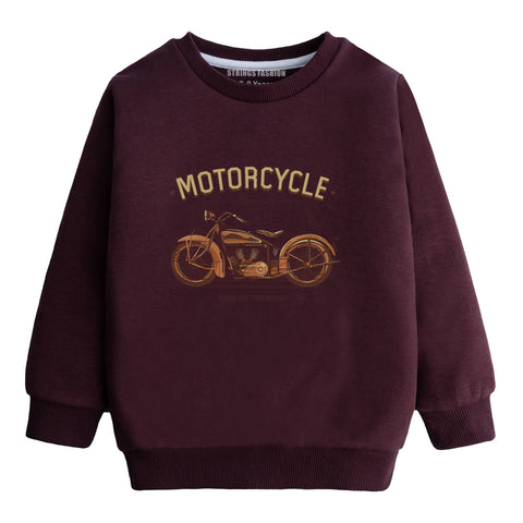 MOTORCYCLE JUNIOR MEHOON COLOR BOYS LONG SLEEVE SWEAT-SHIRT