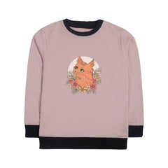 CAT JUNIOR PINK HEADER COLOR GIRLS LONG SLEEVE SWEAT-SHIRT