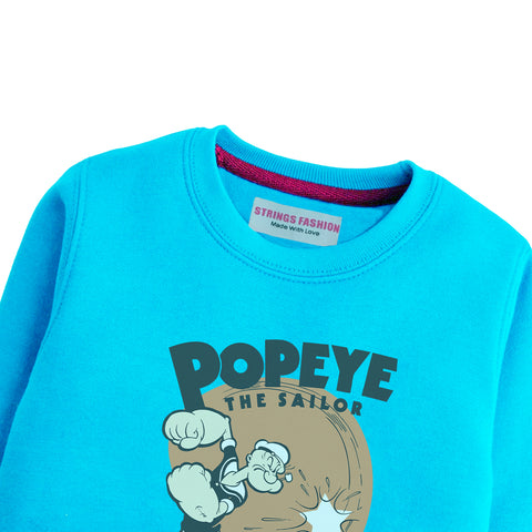 POPEYE SKY BLUE COLOR BOYS TERYY FABRIC SWEAT-SHIRT