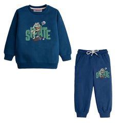 SKATE JUNIOR BOY BLUE HEADER COLOR FLEECE TRACK SUIT