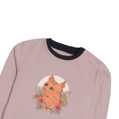 CAT JUNIOR PINK HEADER COLOR GIRLS LONG SLEEVE SWEAT-SHIRT