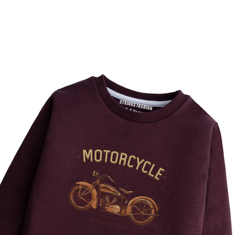 MOTORCYCLE JUNIOR MEHOON COLOR BOYS LONG SLEEVE SWEAT-SHIRT