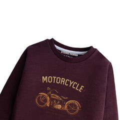 MOTORCYCLE JUNIOR MEHOON COLOR BOYS LONG SLEEVE SWEAT-SHIRT