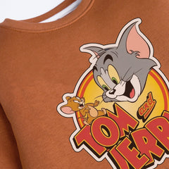 TOM & JERRY LIGHT BROWN GIRLS LONG SLEEVE SWEAT-SHIRT