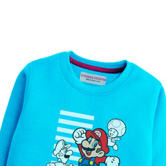 SUPER MARIO SKY BLUE COLOR BOYS LONG SLEEVE SWEAT-SHIRT