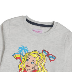 BARBIE GIRLS OATMEAL SHADE FLEECE SWEAT-SHIRT