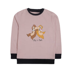 CHIP & DALE JUNIOR PINK HEADER COLOR GIRLS LONG SLEEVE SWEAT-SHIRT