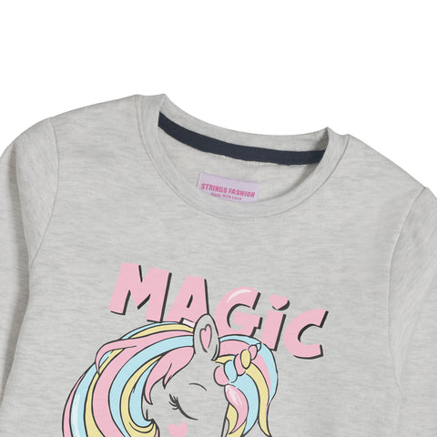 MAGIC GIRLS OATMEAL SHADE FLEECE SWEAT-SHIRT