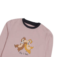 CHIP & DALE JUNIOR PINK HEADER COLOR GIRLS LONG SLEEVE SWEAT-SHIRT