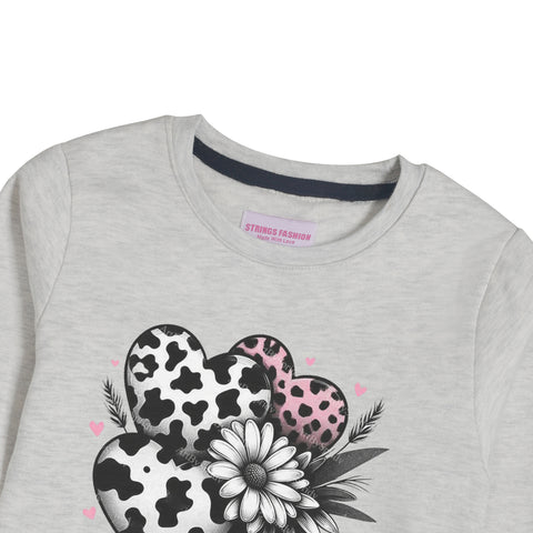 LOVE GIRLS OATMEAL SHADE FLEECE SWEAT-SHIRT