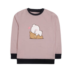 MILK & MOCHA JUNIOR PINK HEADER COLOR GIRLS LONG SLEEVE SWEAT-SHIRT