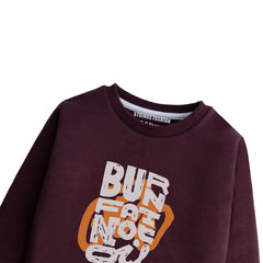 BURN FOR FAT JUNIOR MEHOON COLOR BOYS LONG SLEEVE SWEAT-SHIRT