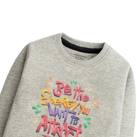 Digital Printed Junior Grey Header Color Girls Long Sleeve Sweat-Shirt