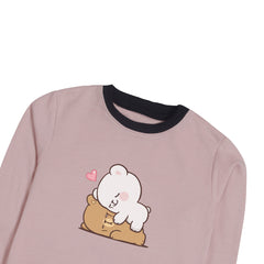 MILK & MOCHA JUNIOR PINK HEADER COLOR GIRLS LONG SLEEVE SWEAT-SHIRT