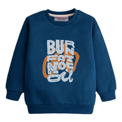 BURN FAT NOT OIL NAVY BOYS LONG SLEEVE SWEAT-SHIRT