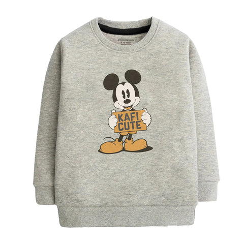 KAFI CUTE JUNIOR GREY HEADER COLOR GIRLS LONG SLEEVE SWEAT-SHIRT