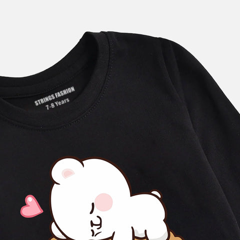 Digital Printed Milk & Mocha Junior Girls Long Sleeve T.Shirt