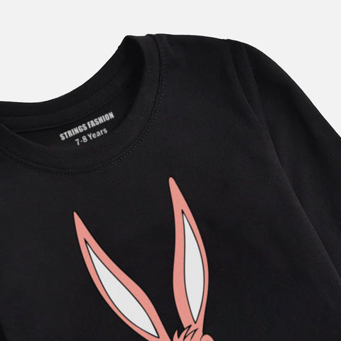 Digital Printed Bug Bunny Junior Girls Long Sleeve T.Shirt