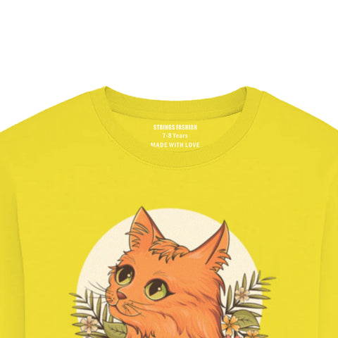 CUTE CAT JUNIOR BLAZING YELLOW COLOR GIRLS LONG SLEEVE T.SHIRT