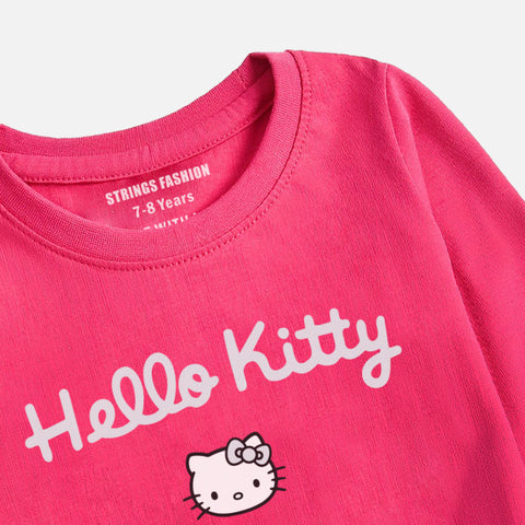 DIGITAL PRINTED HELLO KITTY JUNIOR PARADISE PINK COLOR GIRLS LONG SLEEVE T.SHIRT