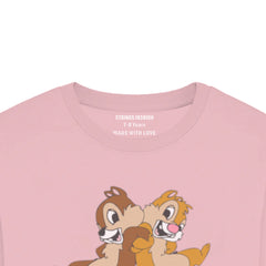 DIGITAL PRINTED CHIP & DALE JUNIOR TICKLED PINK PINK COLOR GIRLS LONG SLEEVE T.SHIRT