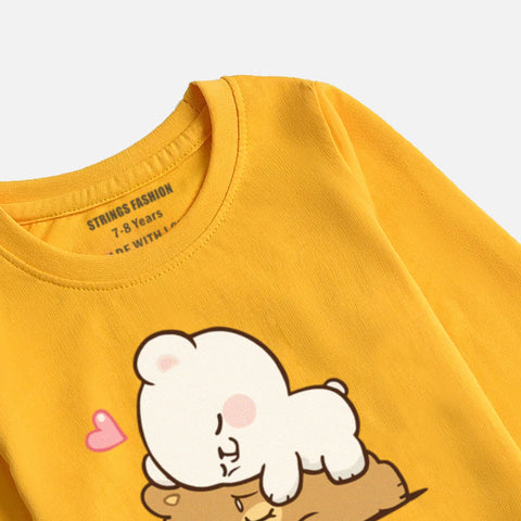 Digital Printed Milk & Mocha Junior Girls Long Sleeve T.Shirt