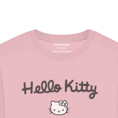 DIGITAL PRINTED HELLO KITTY JUNIOR TICKLED PINK COLOR GIRLS LONG SLEEVE T.SHIRT