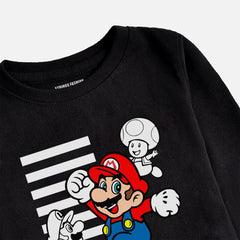 DIGITAL PRINTED SUPER MARIO JET BLACK BOYS LONG SLEEVE T.SHIRT