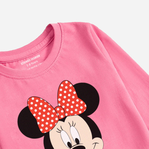 Digital Printed Minnie Junior Girls Long Sleeve T.Shirt